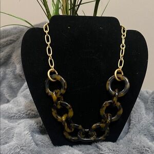 J. Crew Gold and Brown Tortoise Necklace EUC